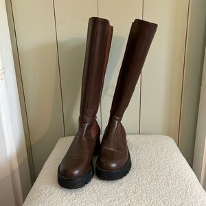 Brown Knee-High Leather Boots